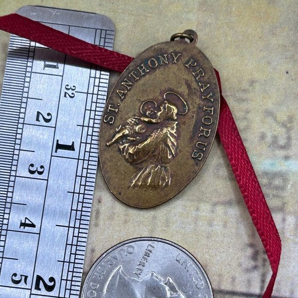 Vintage Saint Bernard Doctor of the Church St Anthony Religious Medal Pendant - Picture 4 of 5